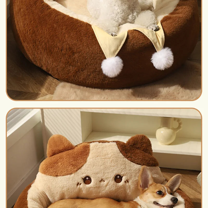 HOOPET Cats Sofa Dogs Bed Round Cat Pad Mattress Winter Warm Deep Sleep Cushion Soft Cat House Dog Nest Pet Accessories - Play Paws Toys