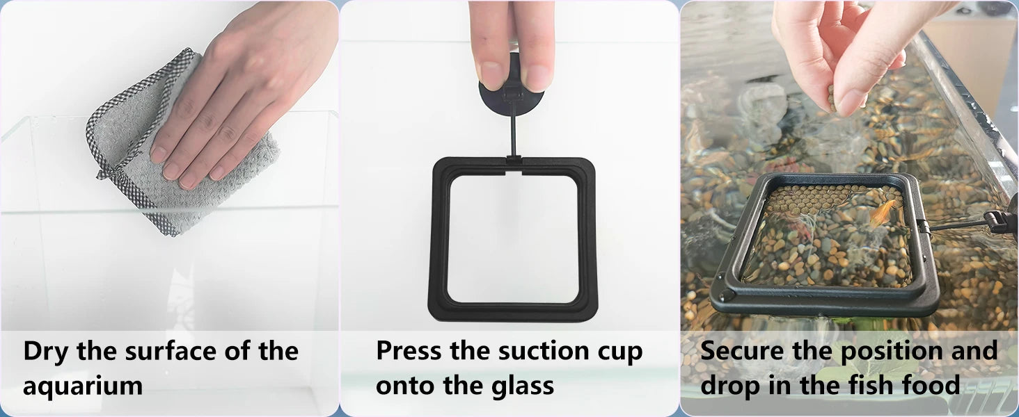 Aquarium Feeding Ring Fish Tank Station Floating Food Tray Feeder Square Circle Accessory Fish Foods Feeder Suction Cup Black