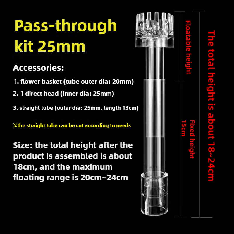 DIY Clear Aquarium Skimmer Acrylic Lily Pipe Spin Surface Inflow Outflow Water Plant Tank Filter Cleaning Fish Tank Accessories