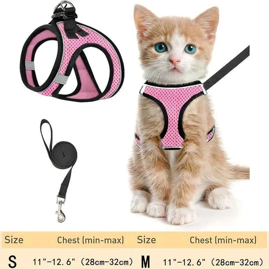 Dog Harness and Leash Set for Walking, Escape-Proof Vest Harness with Soft Mesh, Adjustable Straps, Reflective Strips, Suitable for Kittens and Puppies