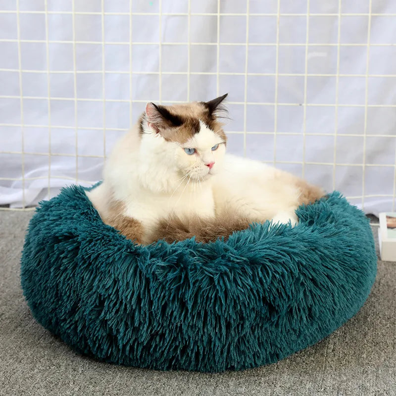 Super Soft Pet Cat Bed Plush Full Size Washable Calm Bed Donut Bed Comfortable Sleeping Artifact Suitable For Winter - Play Paws Toys