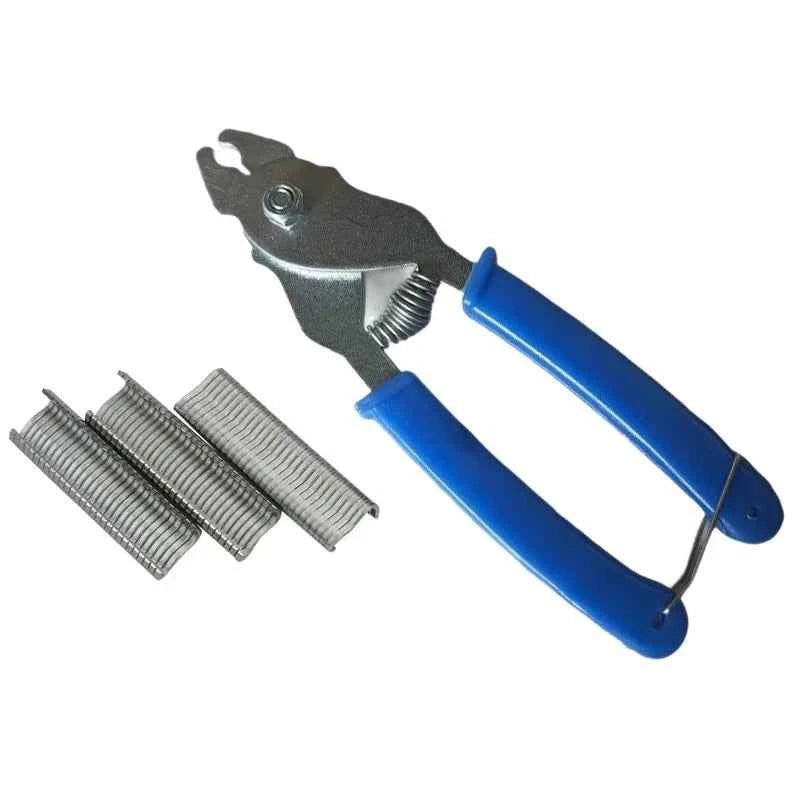 Hog Ring Pliers With 600Pcs Hog Rings M Nails Poultry Chicken Mesh Cage Wire Installation Tools Fences Netting Tags Traps Cage
