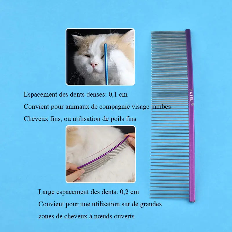 19cm Pet Curved Comb Stainless Combs Professional Pet Grooming Comb Dense Sparse Teeth Dog Cat Cleaning Brush Open Knot Combmb