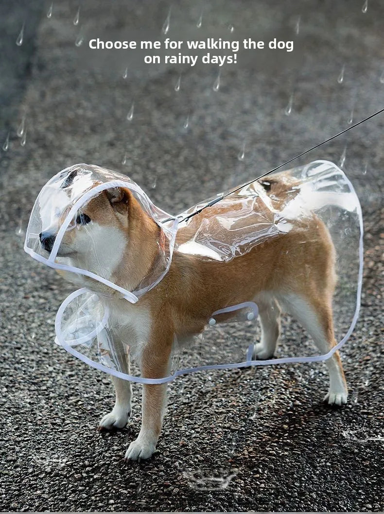 Pet Raincoat Transparent Dog Raincoat Waterproof and Windproof Pet Clothing Large Dog Pet Dog Dog Costume