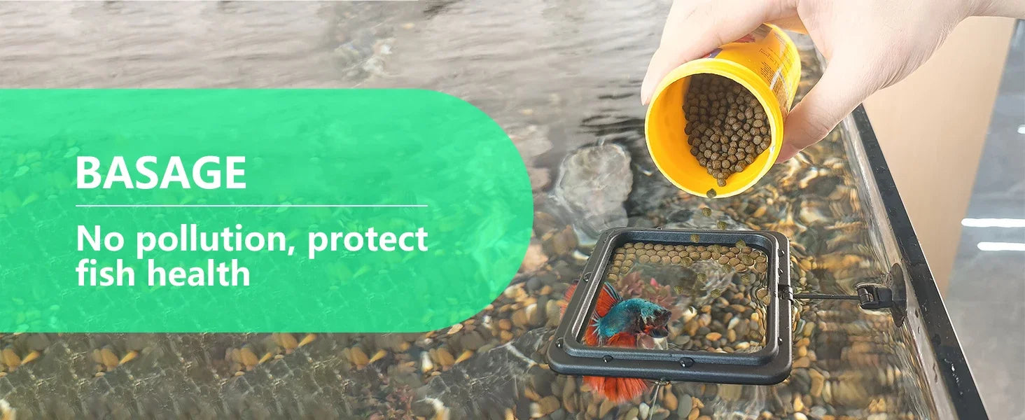 Aquarium Feeding Ring Fish Tank Station Floating Food Tray Feeder Square Circle Accessory Fish Foods Feeder Suction Cup Black