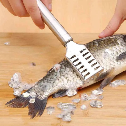 JOOYOO 1PC Stainless Steel Double-row Fish Scale Planer Multi-purpose Fish Scraper Descaler Knife Fish Brush Tool