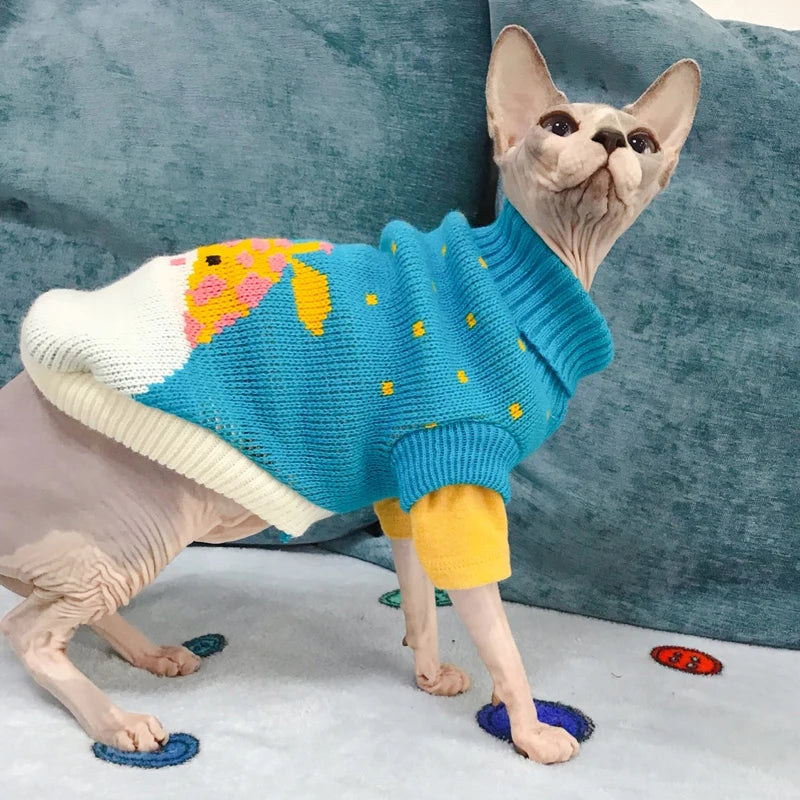 Cute Sphynx Cat Sweater Pullover Winter Warm Pet Clothes for Cats Kedi Kitten Costume Puppy Clothing Mascotas ropa para gatos - Play Paws Toys