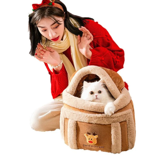 Portable Pet Cat Fall And Winter Speculation Handbag Warm Backpacks Dog Bag Autumn And Winter Warm And Windproof  Crossbody Bag - Play Paws Toys
