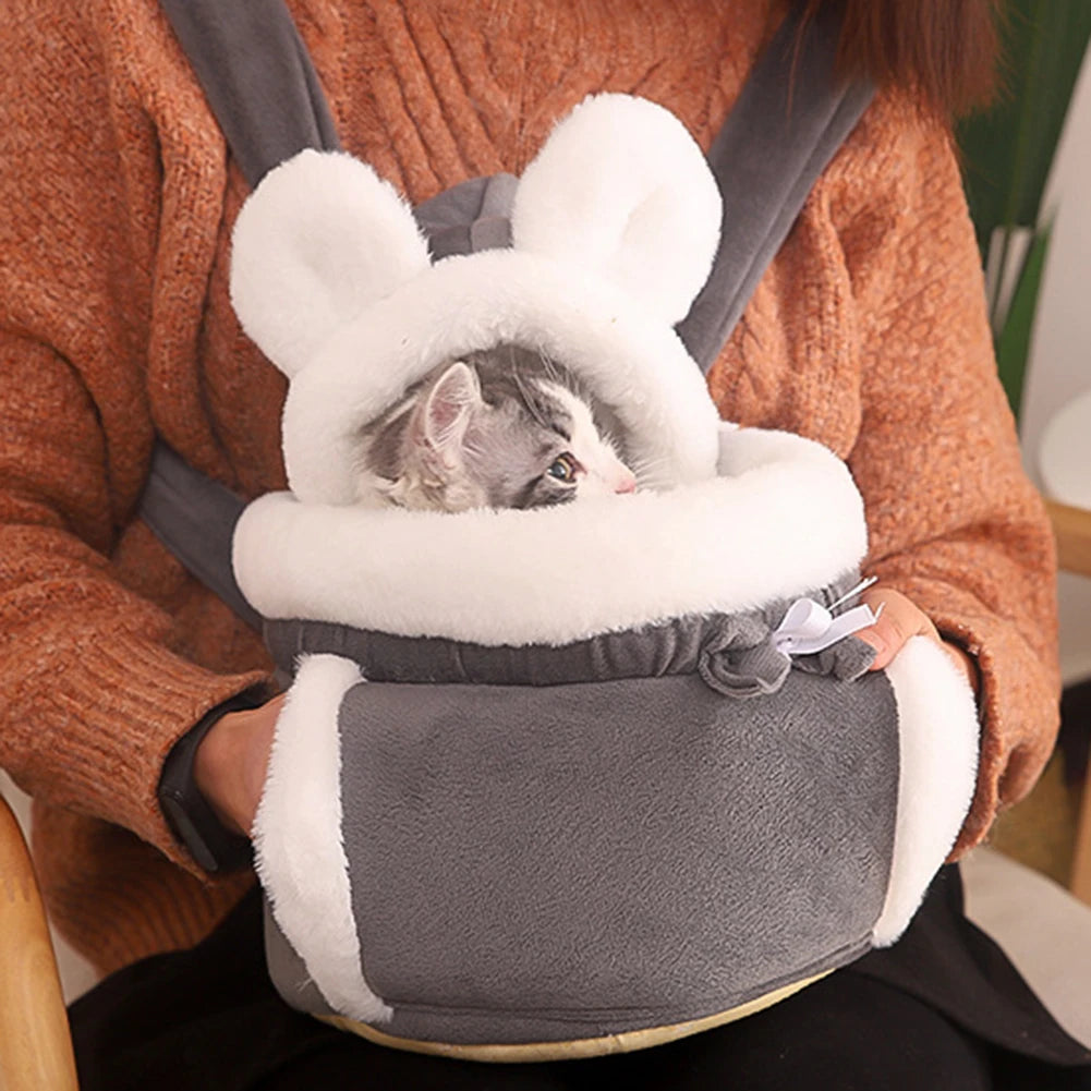 Winter Warm Cat Backpack Soft Cozy Cute Plush Pets Cage All In 1 Style Cat Bag Carrier Bag For Outdoor Travel Pet Accessories - Play Paws Toys