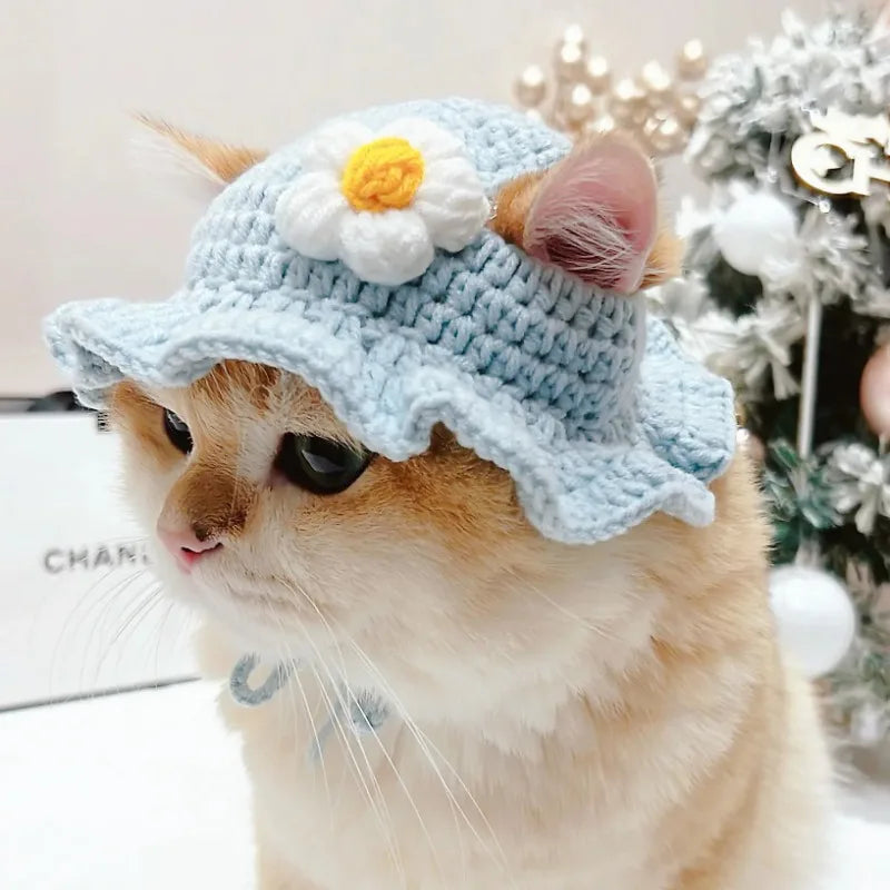 Cat Hats for Pets Handmade Cat Hat Elastic Woven Cap Pet Party Role Playing Headwear Party Photography Props Decoration Cat Acce - Play Paws Toys