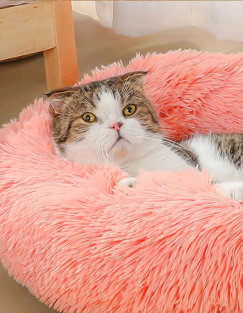 40-60cm Round Pet Bed for Large Dog Bed Super Soft Cat Bed Long Plush Dogs Basket Cushion Cat Bed Cat Mat Animals Sleeping Sofa