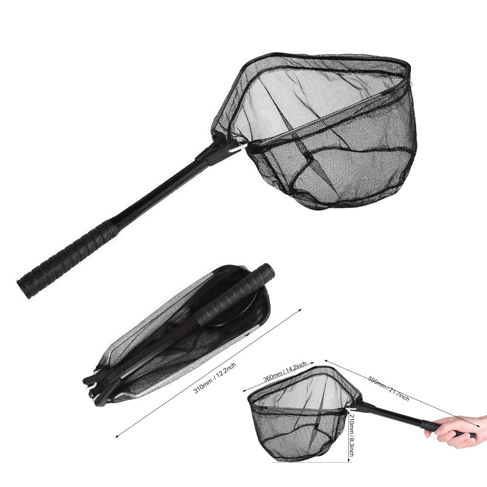 Retractable Landing Net Folding 1.9m/1.5m/1.3m Telescopic Fishing Net Outdoor Sea Mesh Portable Hand Dip Net For Carp Fly Fun