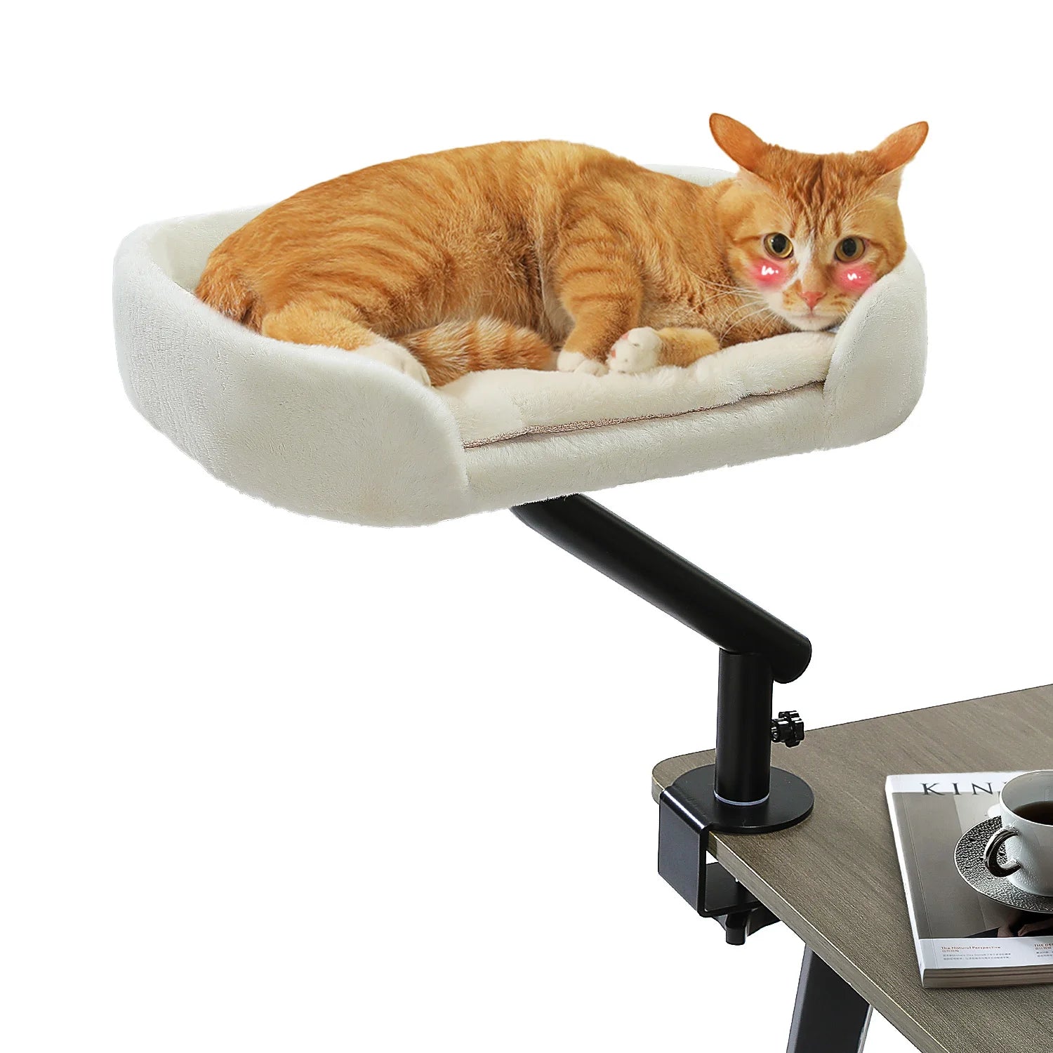Cat Desk Bed, 360° Rotatable Cat Bed Stand for Indoor Cats, Adjustable Cat Basket, Cats Hammock for Table, Soft Cat Bed for Desk - Play Paws Toys