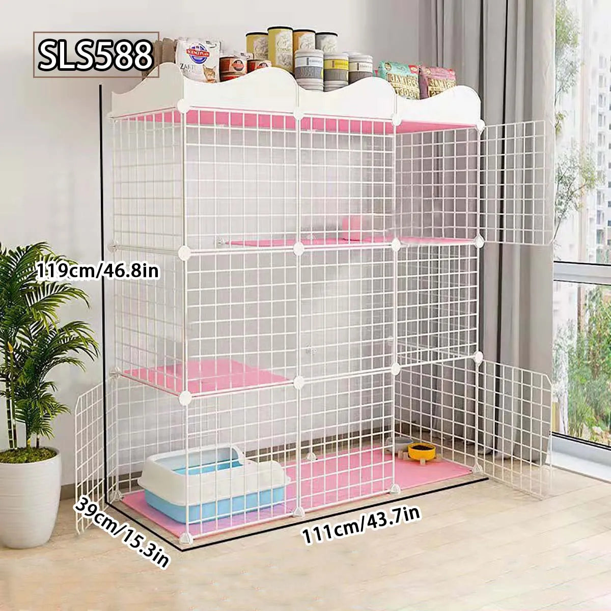 Cat Cage for Home Use, Indoor Pet Cat Large Space, Luxurious Small Cat House, Three-Story Multi-Cat Portable Assembly Empty Cage - Play Paws Toys