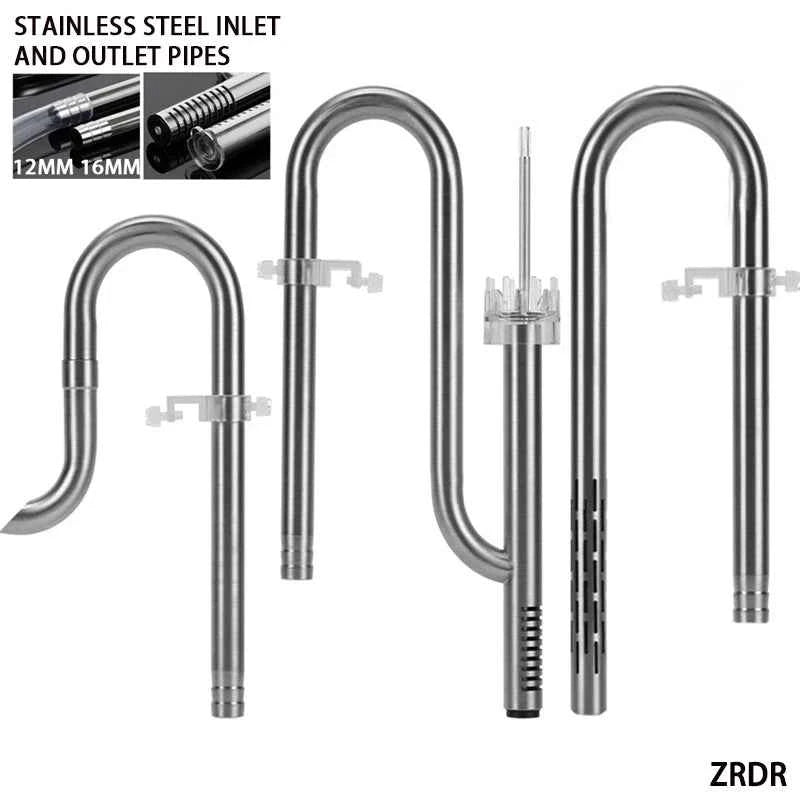 ZRDR Fish tank filter tube filter Aquarium external 304 stainless steel inlet and outlet Oil removal film filter accessories