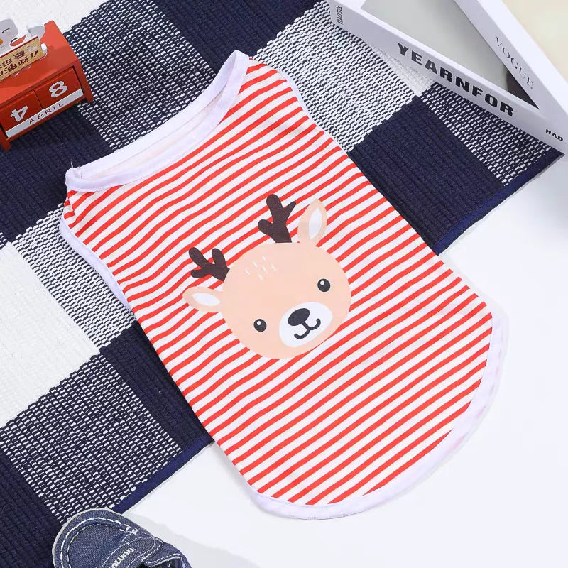Cute Summer Pet Dog Cooling Vest Cartoon Soft Clothing Summer Casual Shirts Small Medium Large Dogs Puppy French Bulldog Clothes