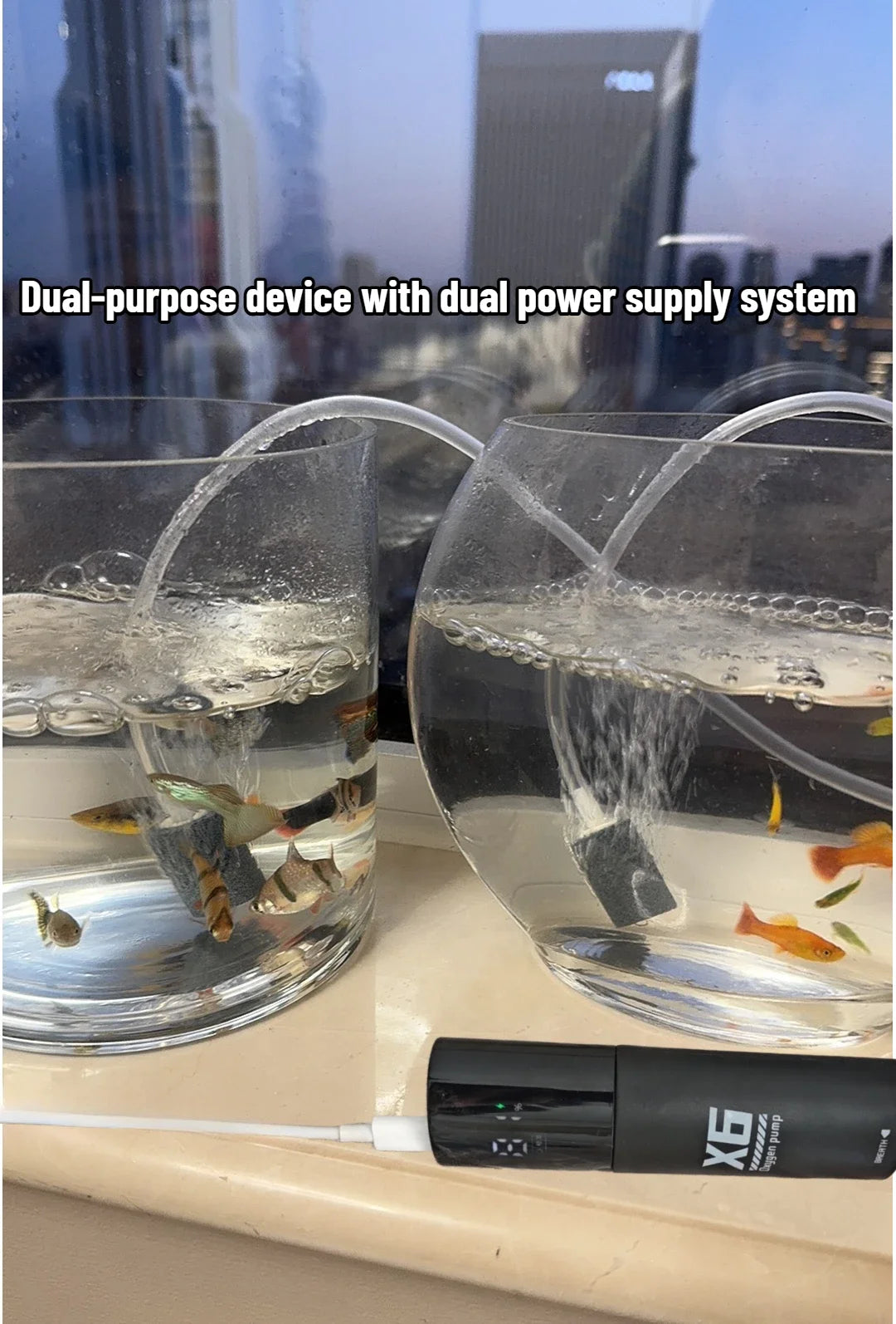 5W USB Rechargeable Oxygen Pump for Outdoor Fishing/Aquarium, Portable Aerator with 48H Runtime for Night Fishing