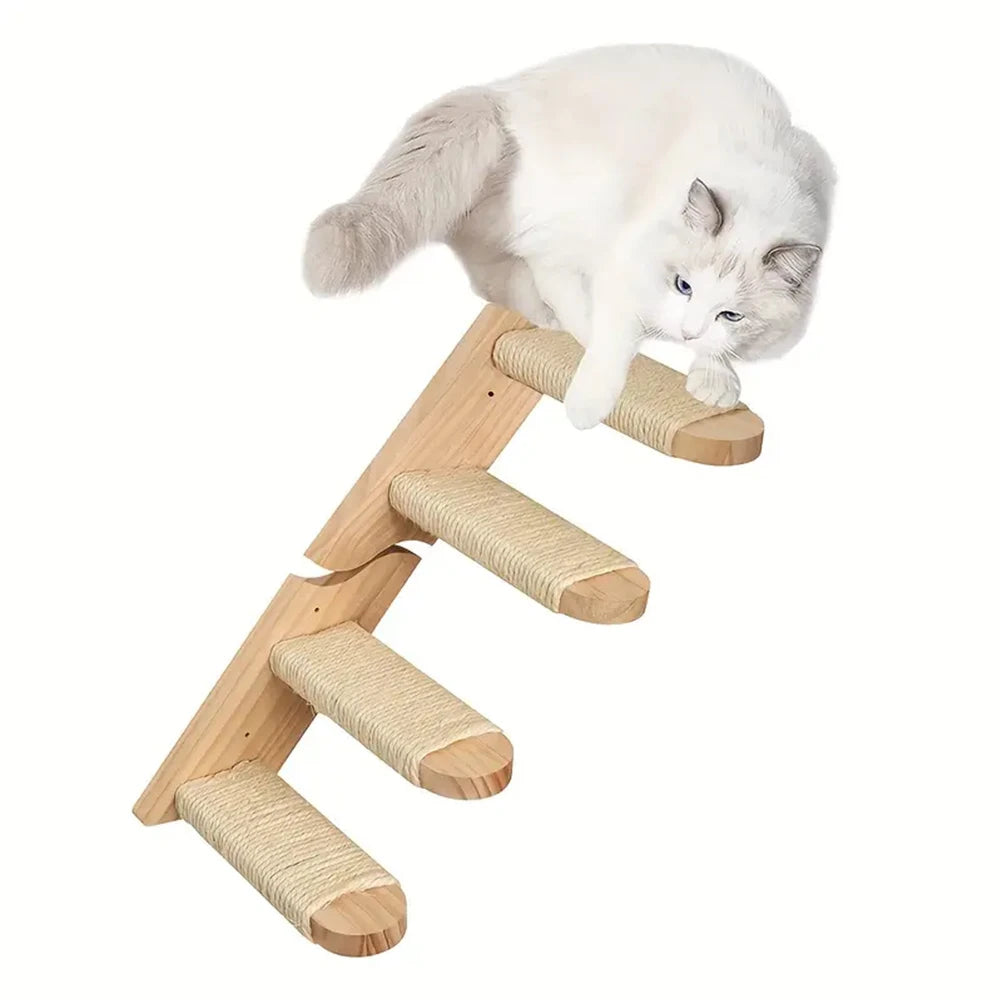 Wall-mounted Cat Climbing Frame 50cm Cat Climbing Ladder  Hammock  Activity Sisal Cat Grab Post Cat Pedal Indoor Cat House - Play Paws Toys