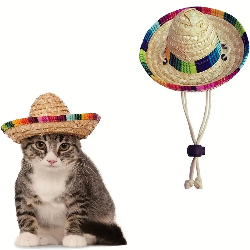 Summer Pet Cat Hat Adjustable, Breathable, Fashionable Cat and Dog Sun Protection Decoration Design Party Supplies - Play Paws Toys