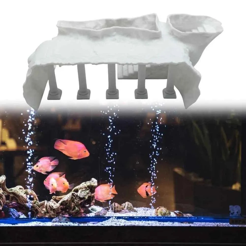 3D Printing Fish Tank Cave Artificial Roman Column Simulated Fish Hiding Shelter Viewing Ports Plastic Aquarium Cave Tunnel