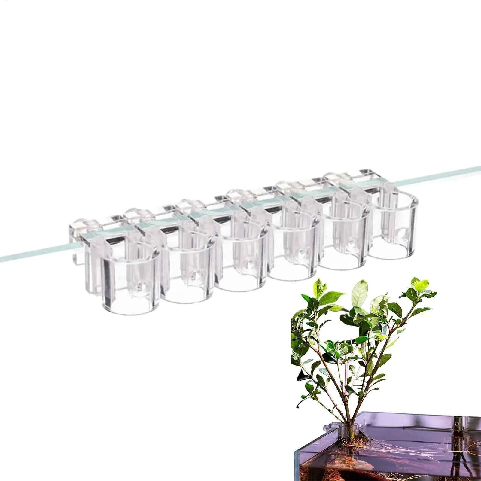 Fish Tank Plant Holder 6 Pieces Clear Hydroponic Bracket Hangable Plant Holder Cup for Fish Tank Home Grow Planting Cultivation