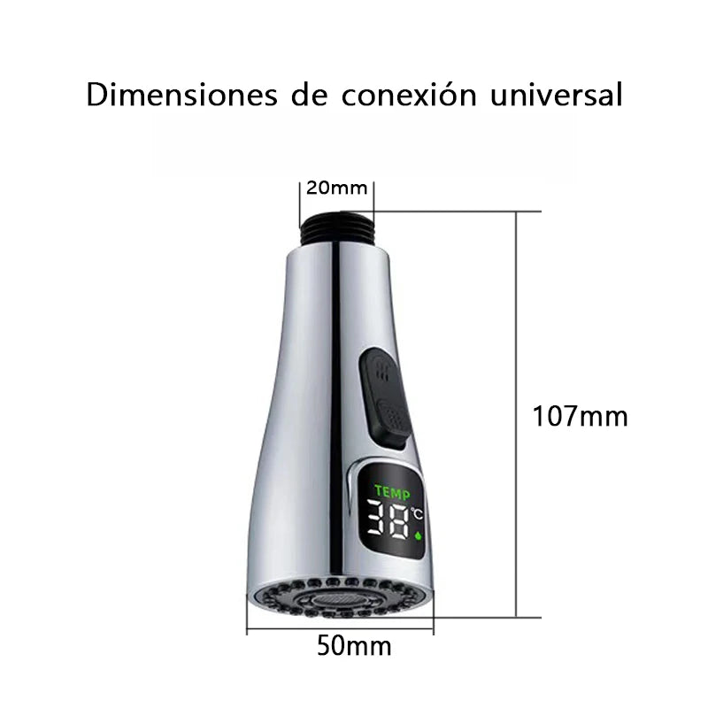 Kitchen Faucet Nozzle Pull Out Sink Water Tap Nozzle 2 Modes Universal LED Digital Display Faucet Adapter Taps Bubbler Connector