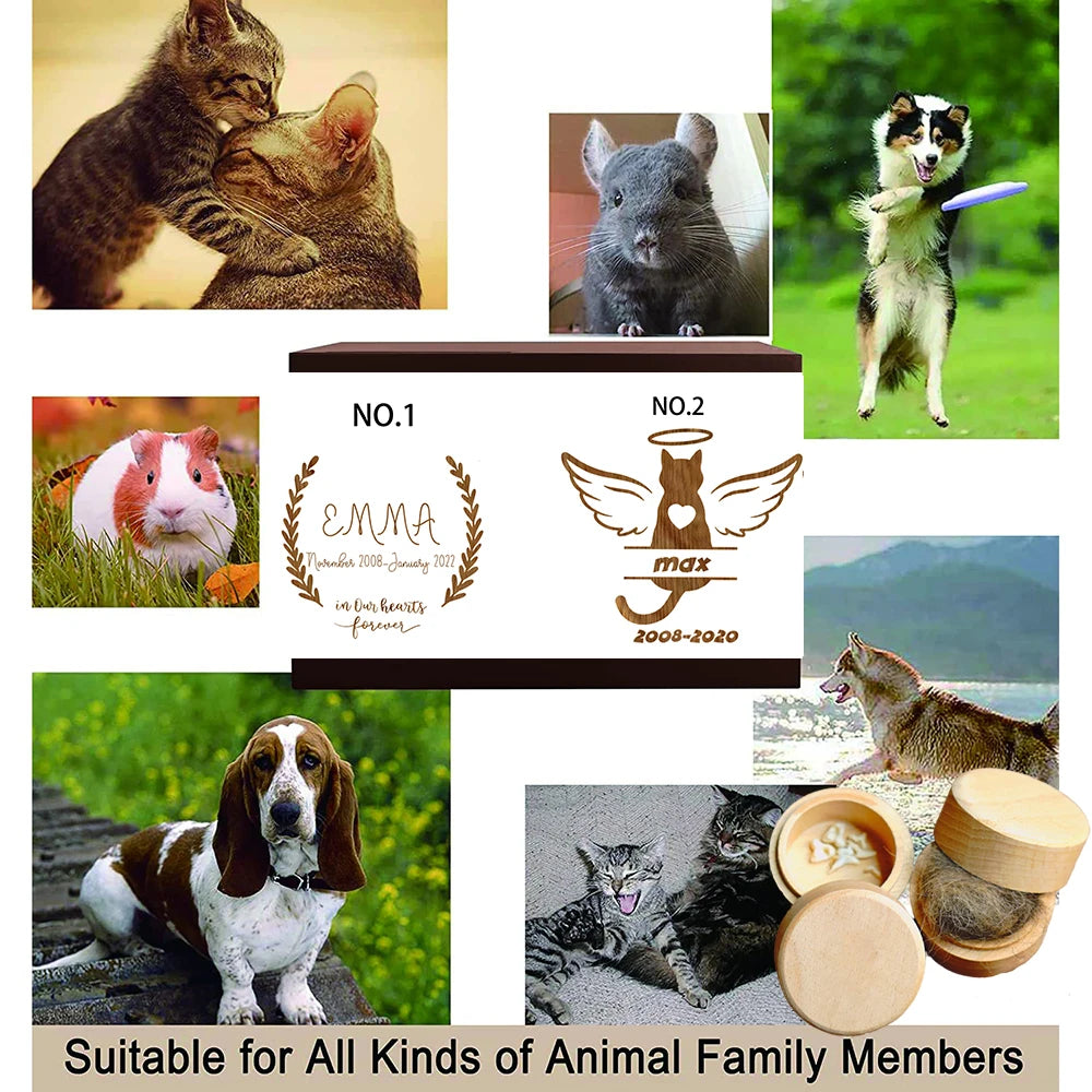 Personalized Custom Name Wooden Carving Pet Hair Storage Box Pet Supplies Dog Save Teeth Memorial Boxes Pet Lost Memorial Gifts