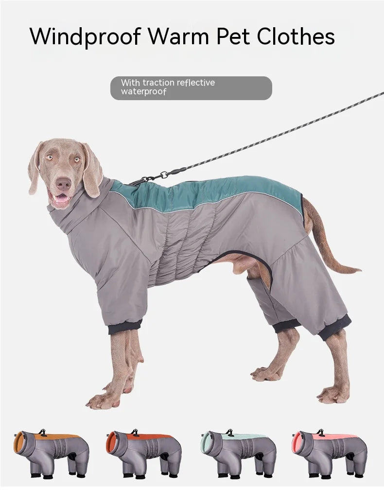 Waterproof Pet Dog Winter Jumpsuit Warm Medium Large Dogs Winter Jacket Clothes Labrador Bulldog Golden Retriever Costumes
