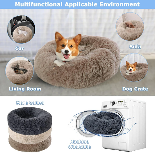 Super Soft Pet Cat Bed Plush Full Size Washable Calm Bed Donut Bed Comfortable Sleeping Artifact Suitable For Winter - Play Paws Toys