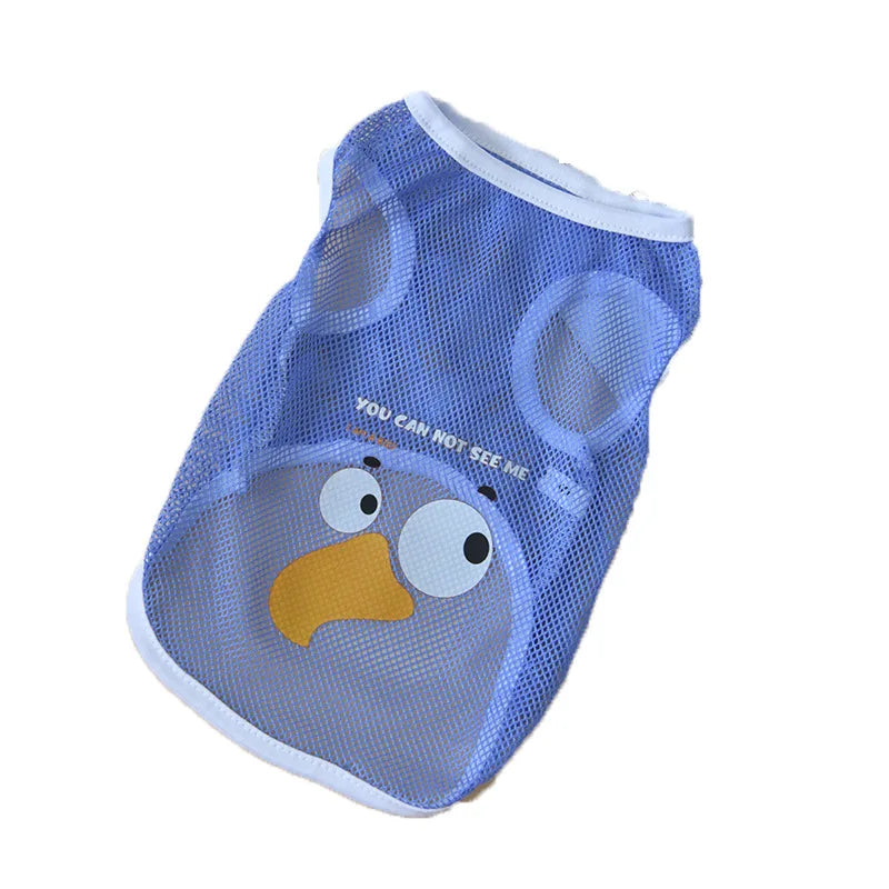 Pet Summer Tshirt Cute Cartoon Prints Vest Cats & Dogs Lightweight Mesh Breathable Clothes  Outdoor Pets Clothing