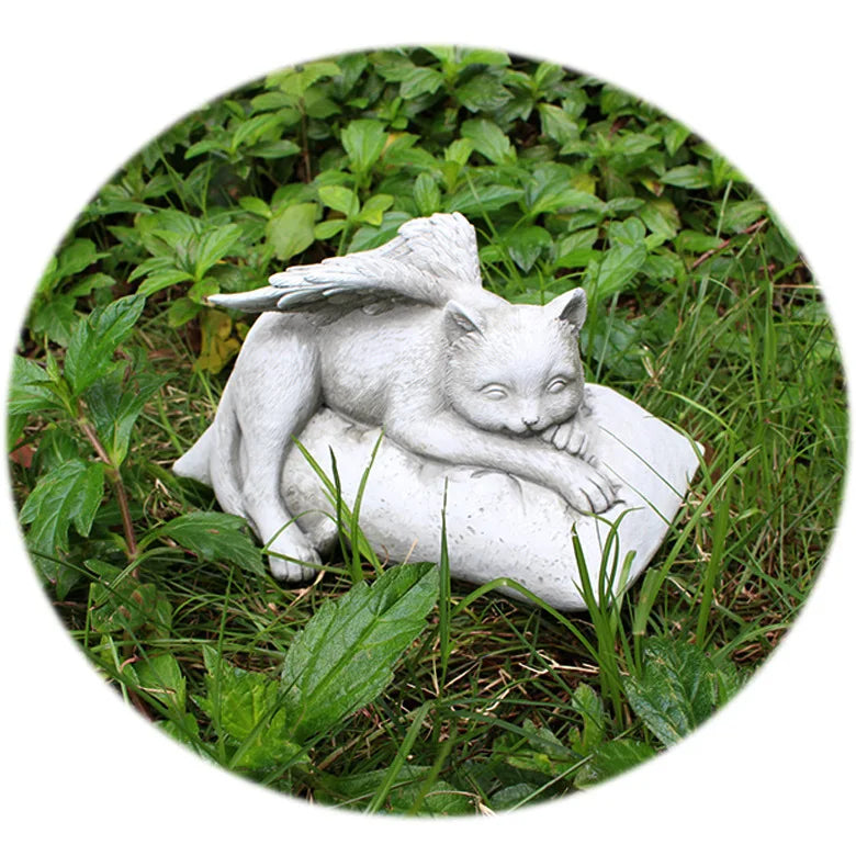 Wholesale Resin Pet Memorial Angel Cat Dog Stone Style Grave Marker Factory Direct