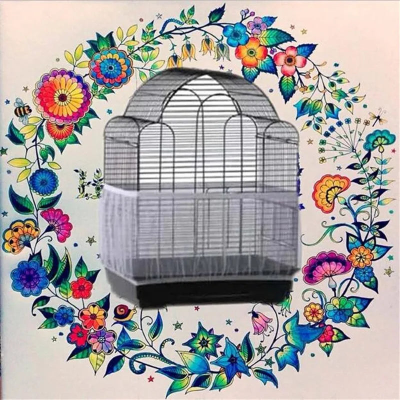 Receptor Seed Guard Nylon Mesh Bird Parrot Cover Soft Easy Cleaning Nylon Airy Fabric Mesh Bird Cage Cover Seed Catcher Guard