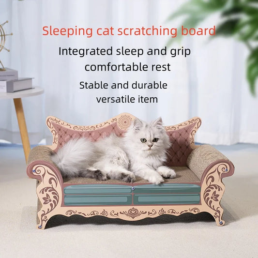 Cat scratch board, cat nest sofa, cat bed integrated, L-shaped vertical, wear-resistant, non shedding, irregular circular, large - Play Paws Toys