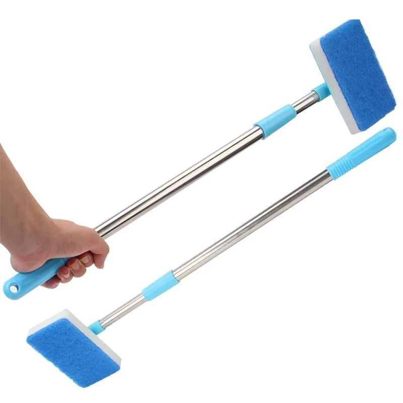 55-95cm Telescopic Handle 180° Adjust Cleaner Scrubber Aquarium Fish Tank Glass Window Algae Double-Sided Sponge Cleaning Brush