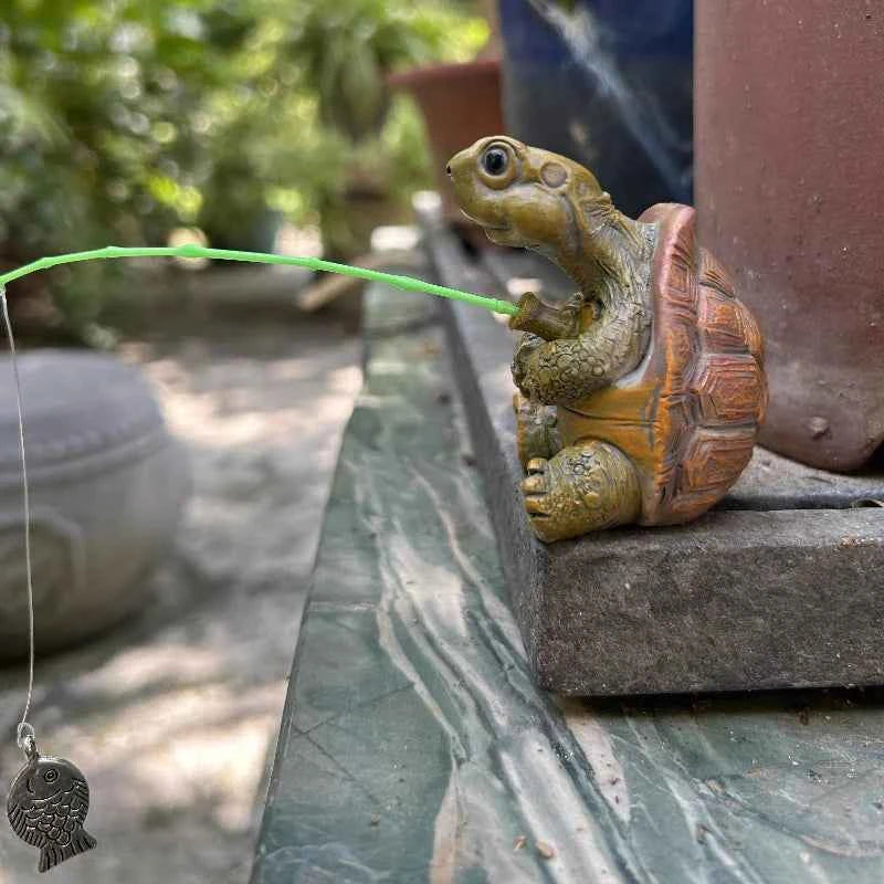 Creative Cute Fishing Turtle Resin Figure Statue Fish Tank Decoration Micro-Landscape Garden Decoration Aquarium Ornaments