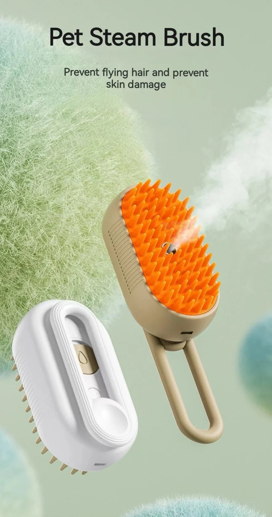 Electric 3-in-1 Pet Hair Brush - Steam Spray Massage Hair Removal Comb for Dogs And Cats Anti-Flying Hair Cleaning Brush