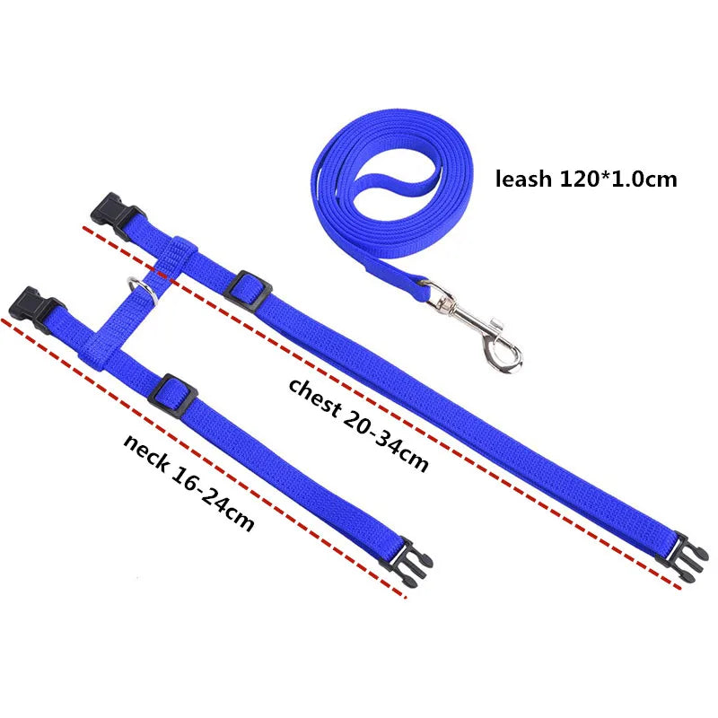 Escape-proof Small Dog Cat Harness Collar with Leash Set H Shape Choke Free Puppy Kitten Harness Soft Nylon Strap Collar for Pet