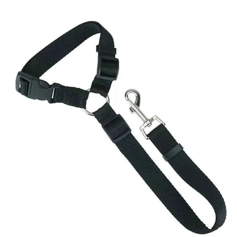 Solid Color Two-in-one Pet Car Seat Belt Nylon Lead Leash Backseat Safety Belt Adjustable Dogs Harness Collar Pet Accessories