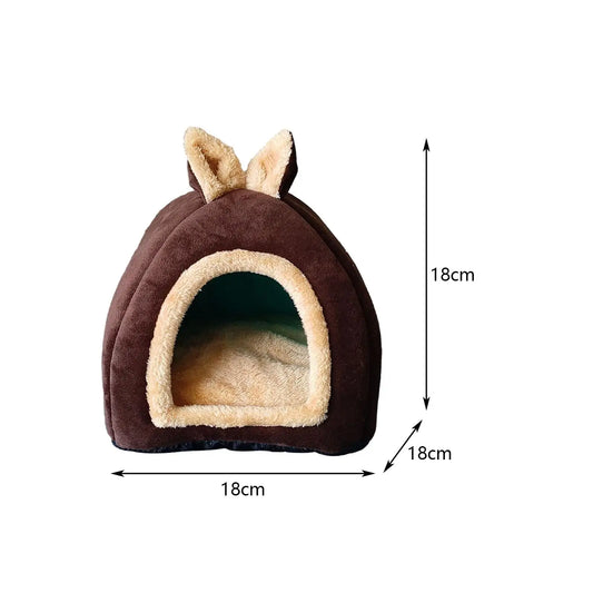 Small Animal Pet House Bed Bedding Cuddle Winter Nest Rabbit Cage Nest for - Play Paws Toys