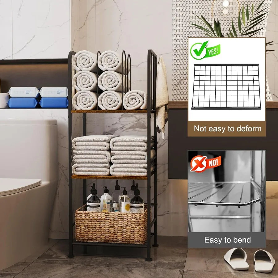 Rack For Bathroom 3-Tier M-Shaped Detachable Dividers, Durable Metal Towel Holder, Pool Items Holder, Space-Saving Storage
