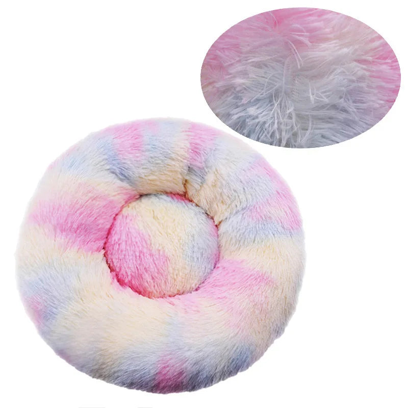40-90cm Small Cat Bed Long Plush Dog House Round Large Dog Bed for Medium Dog House Super Soft Winter Warm Sleeping Nest