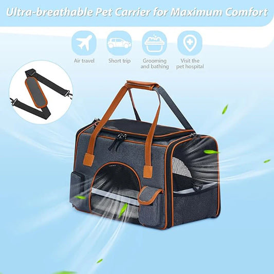Dog Pet Carrier Bag Anti-Collapse Design Multiple Storage Pockets Cat Travel Handbag for Medium Cats, Puppy, Rabbits and Other S - Play Paws Toys
