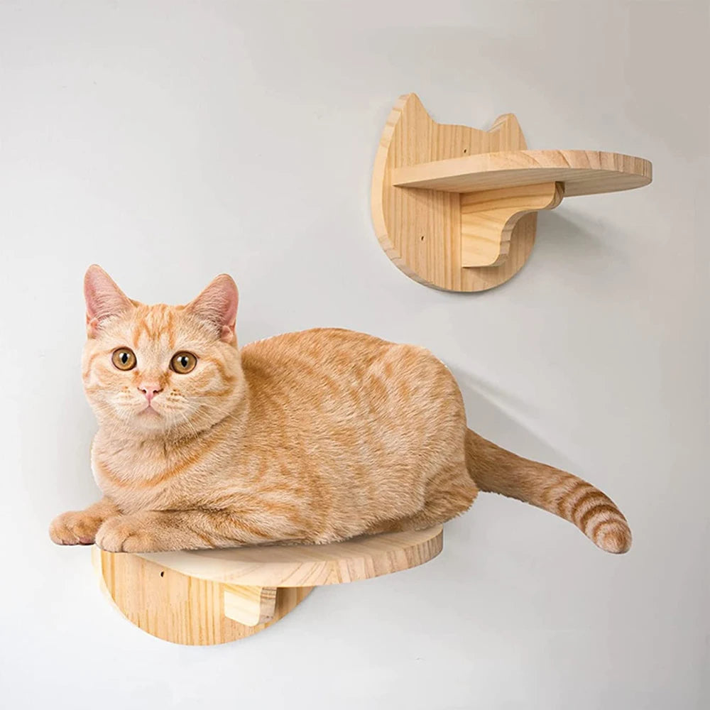 Cat Wall Climbing Shelf Steps Ladder Scratching Post Scratcher Bed Hiding House for Cats Tree Tower Pet Furniture Accessories - Play Paws Toys