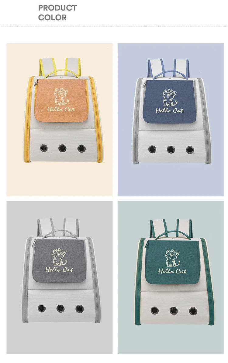Pet Cat Carrier Backpack Breathable Portable Travel backpack for cat and dog With Anti Breakaway Belt Three-door design AA074 - Play Paws Toys
