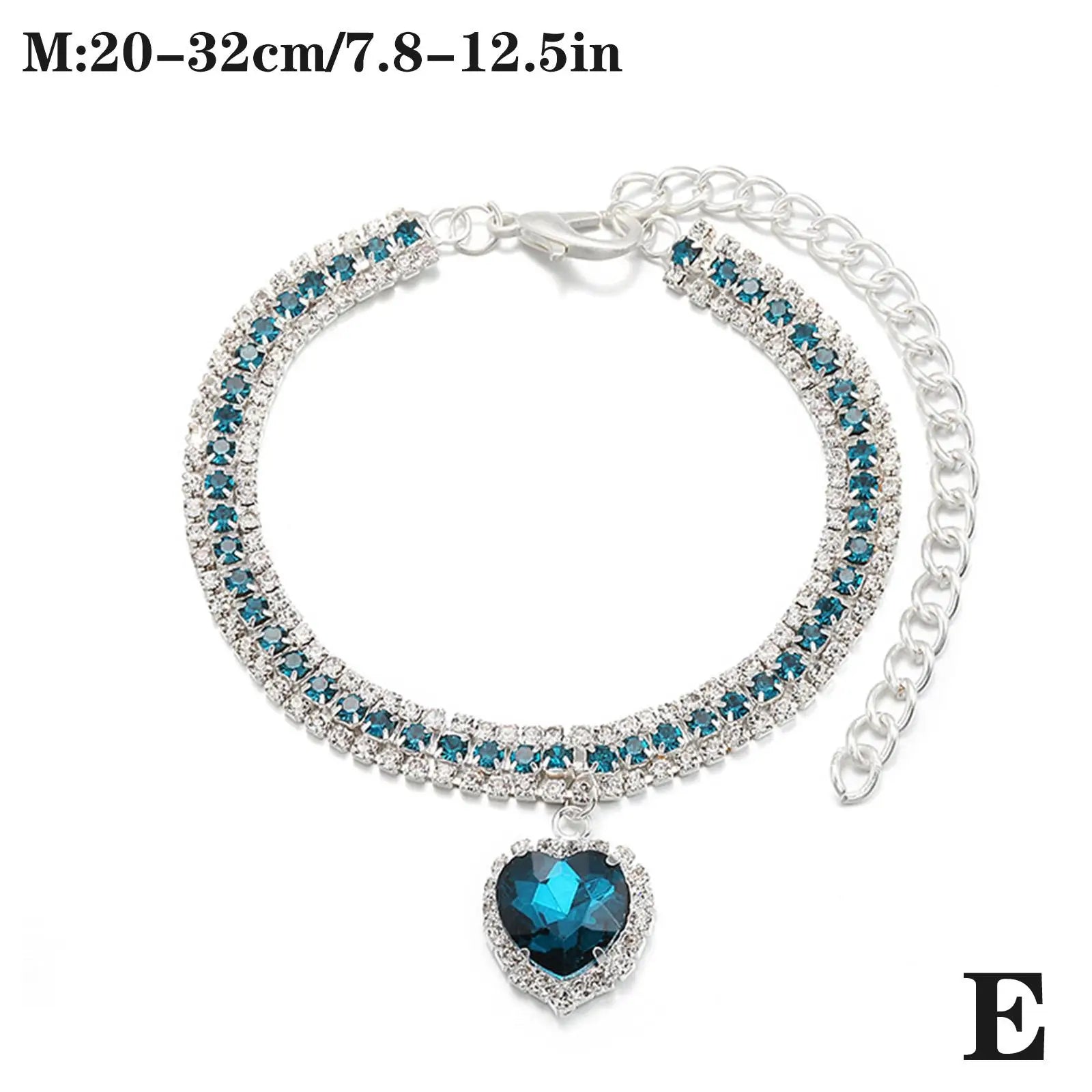 Luxury Rhinestone Dog Cat Collar Crystal Bling Pet Necklace Adjustable Heart Pendant Jewelry for Puppy Kitten Accessories