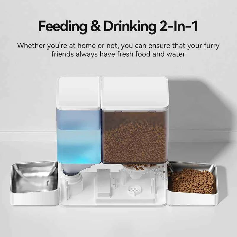 ROJECO 8.5L Automatic Pet Feeder Water Fountain WIFI APP Remote Control Smart Dog 5L Food Dispenser 3.5L Gravity Water Drinker ﻿