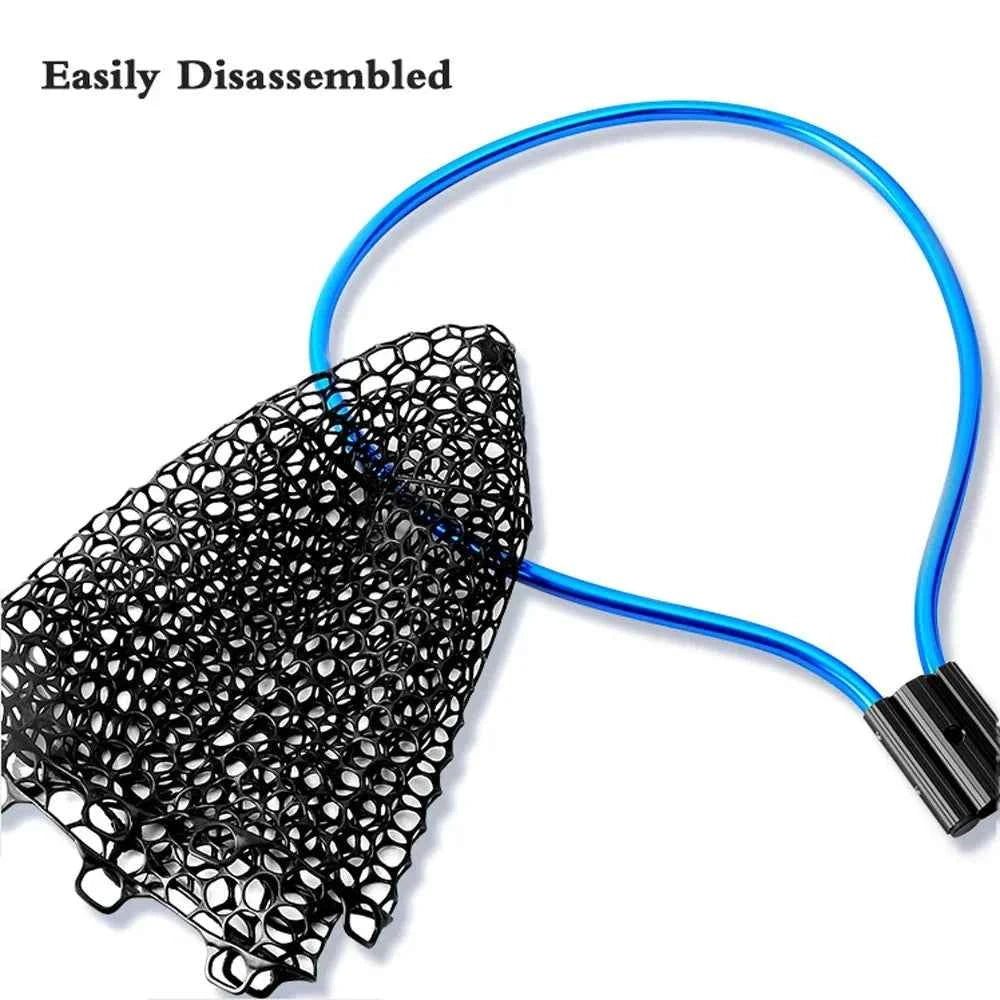 Portable Sea Fishing Long Hand Net Dip Net Folding Lure Nets Pocket Ultra Light for Big Fish Casting Fishing Silicone Mesh Tools