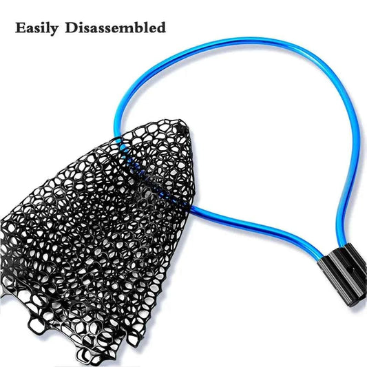 Portable Sea Fishing Long Hand Net Dip Net Folding Lure Nets Pocket Ultra Light for Big Fish Casting Fishing Silicone Mesh Tools