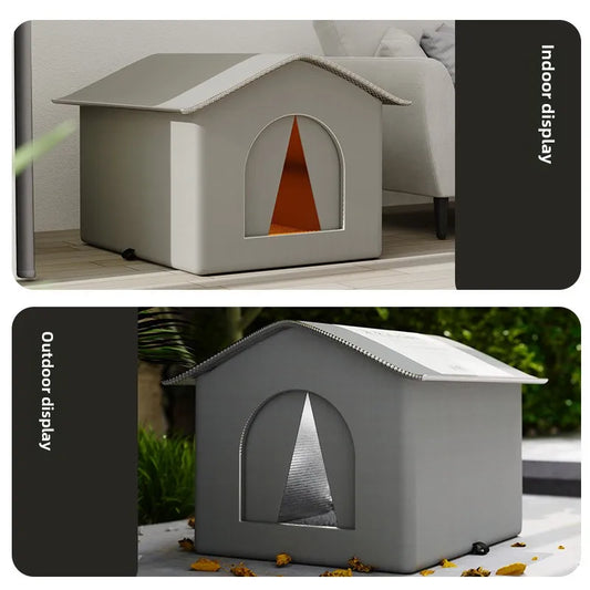 Stray Cat dog House Waterproof Outdoor Winter Warm Pet Cave Sleeping Beds Home Foldable Washable for Small Dog Puppy Supplies - Play Paws Toys