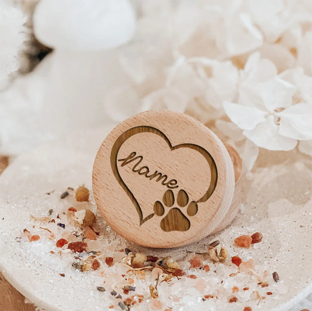 Personalized Custom Name Wooden Carving Pet Hair Storage Box Pet Supplies Dog Save Teeth Memorial Boxes Pet Lost Memorial Gifts